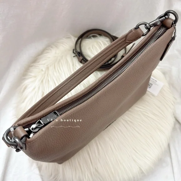 NWT Coach Laurel Shoulder Bag Soft Pebble Leather Dark Stone Taupe Brown CR148 - Picture 9 of 13